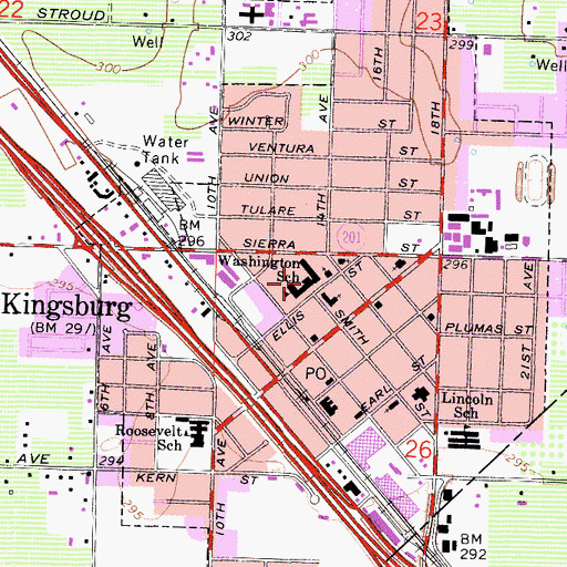 Topographic Map of Washington Elementary School, CA