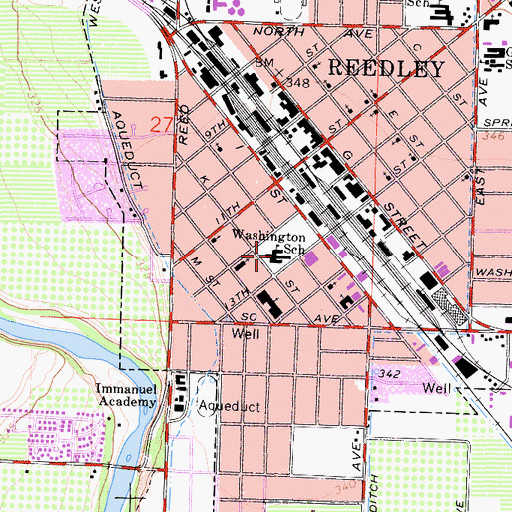 Topographic Map of Washington Elementary School, CA