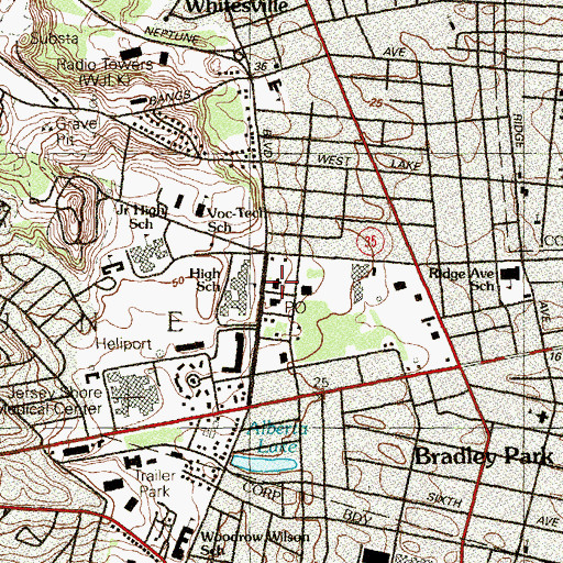 Topographic Map of Brookdale Community College Eastern Monmouth Campus, NJ