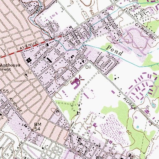 Topographic Map of Trenton Catholic Academy School, NJ