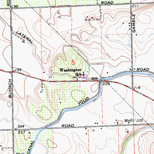 Topographic Map of Washington Elementary School, CA