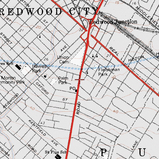 Topographic Map of Washington Elementary School, CA