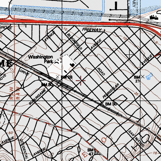 Topographic Map of Washington Elementary School, CA