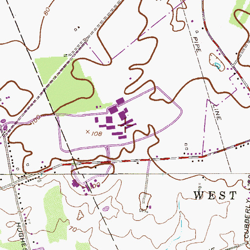 Topographic Map of Mercer County Performing Arts High School, NJ