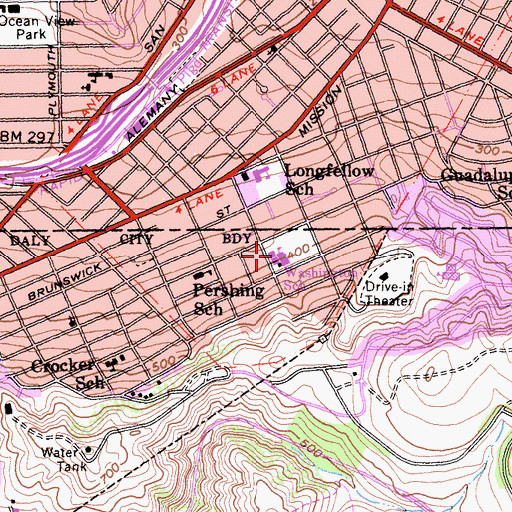 Topographic Map of George Washington Elementary School, CA