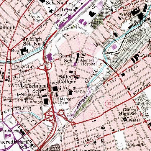 Topographic Map of Trenton County High School Medical Arts Academy, NJ