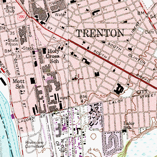 Topographic Map of Daylight Twilight High School South Ward, NJ