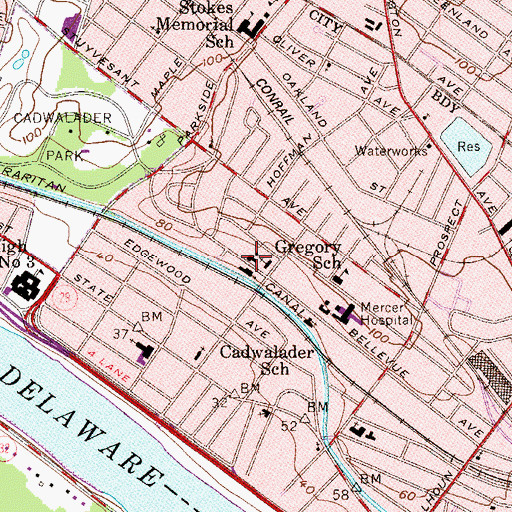 Topographic Map of Daylight Twilight High School, NJ