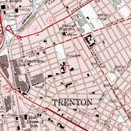 Topographic Map of Robbins Annex Elementary School, NJ