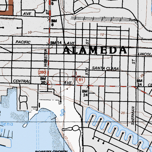 Topographic Map of Washington Elementary School, CA