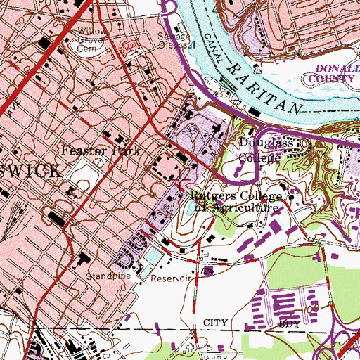 Topographic Map of Douglas Rutgers Child Study Center School, NJ
