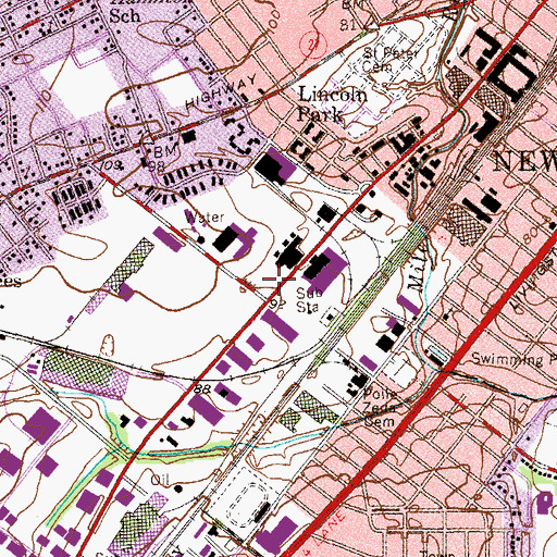 Topographic Map of Lincoln Elementary School Annex, NJ