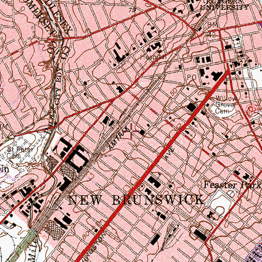 Topographic Map of New Brunswick Adult Learning Center School, NJ
