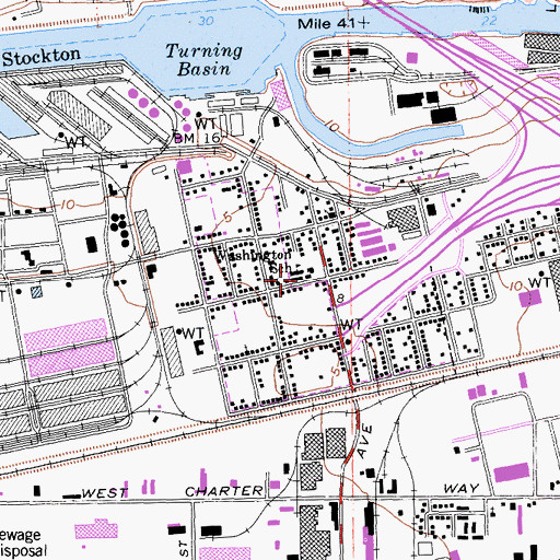 Topographic Map of George Washington Elementary School, CA