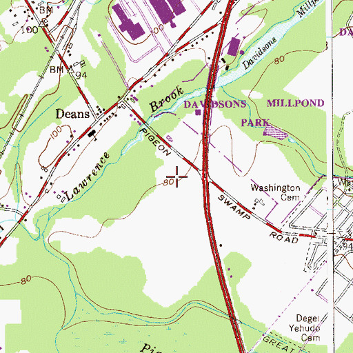 Topographic Map of Brooks Crossing Elementary School, NJ