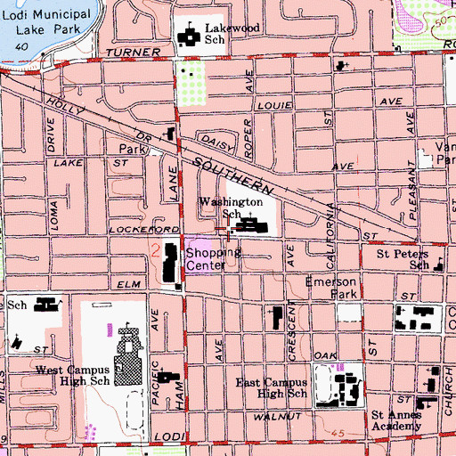 Topographic Map of George Washington Elementary School, CA