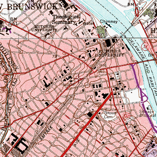 Topographic Map of Robert Wood Johnson Medical School - New Brunswick, NJ