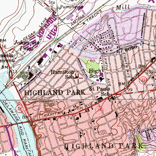 Topographic Map of Center School, NJ