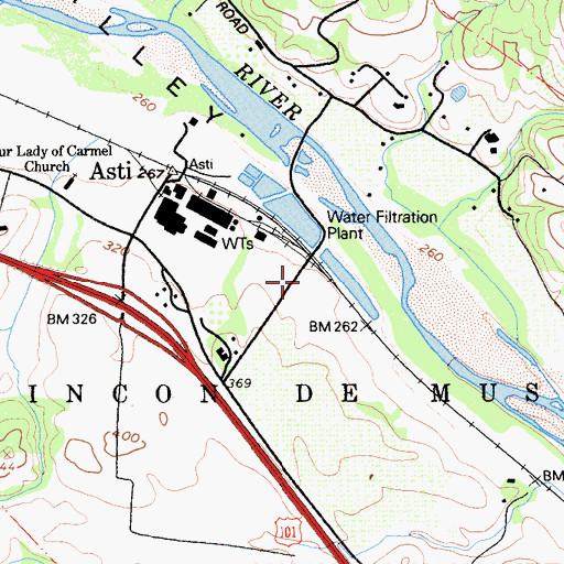 Topographic Map of Washington School, CA