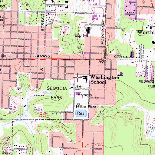 Topographic Map of Washington Elementary School, CA