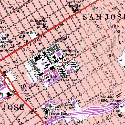 Topographic Map of Washington Square, CA