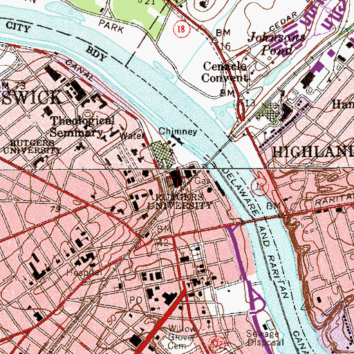 Topographic Map of Rutgers University New Brunswick, NJ