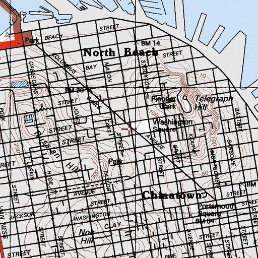 Topographic Map of Washington Square, CA