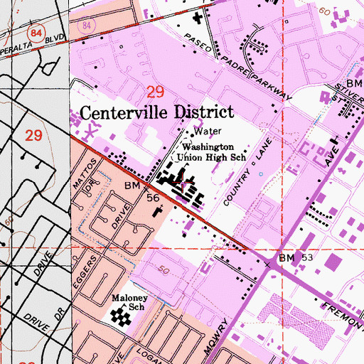 Topographic Map of Washington High School, CA