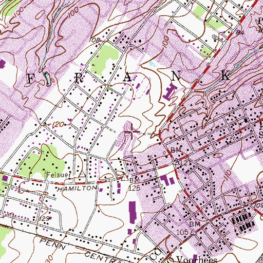 Topographic Map of Franklin Middle School, NJ