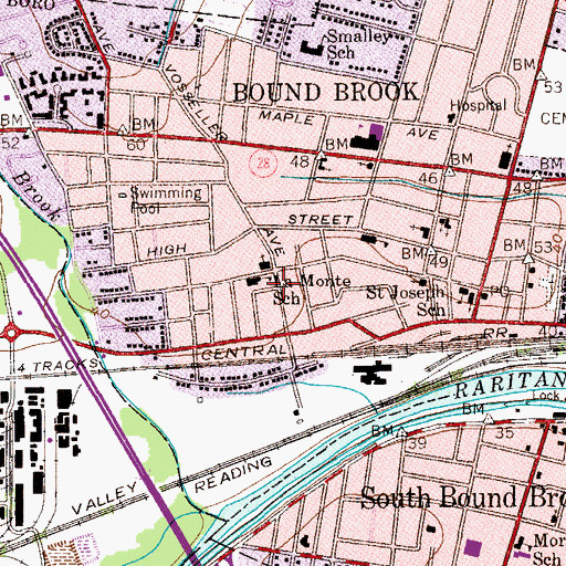 Topographic Map of Green Brook Academy School, NJ