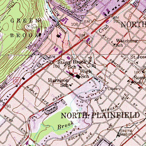 Topographic Map of North Plainfield Middle School, NJ
