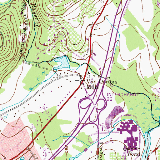 Topographic Map of Mendham Country Day School, NJ