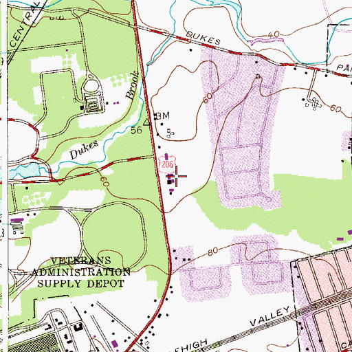 Topographic Map of Temple Beth-El Preschool, NJ
