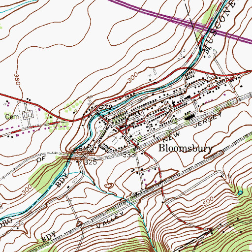 Topographic Map of Bloomsbury Elementary School, NJ