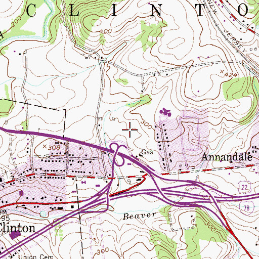 Topographic Map of Clinton Township Middle School, NJ
