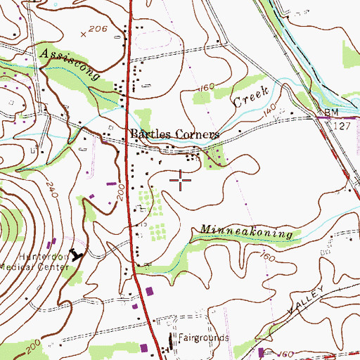 Topographic Map of Hunterdon County Polytech Academy School Bartles Corner Campus, NJ