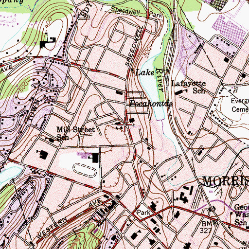 Topographic Map of Shepard High School, NJ