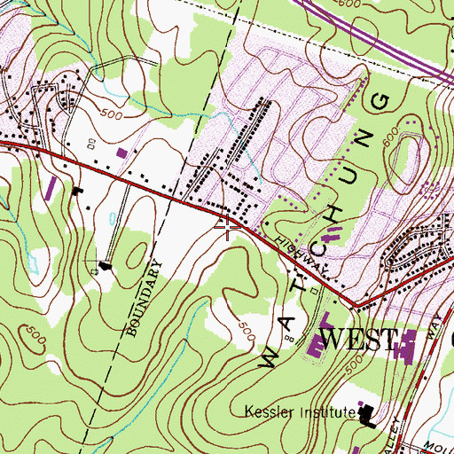 Topographic Map of Liberty Middle School, NJ