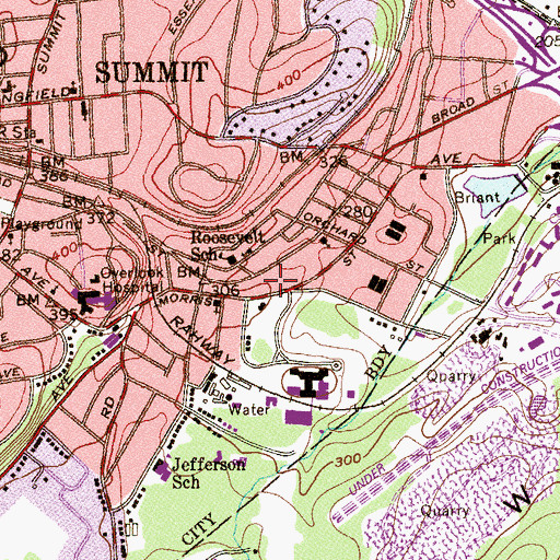 Topographic Map of Learning Circle Kindergarten School, NJ