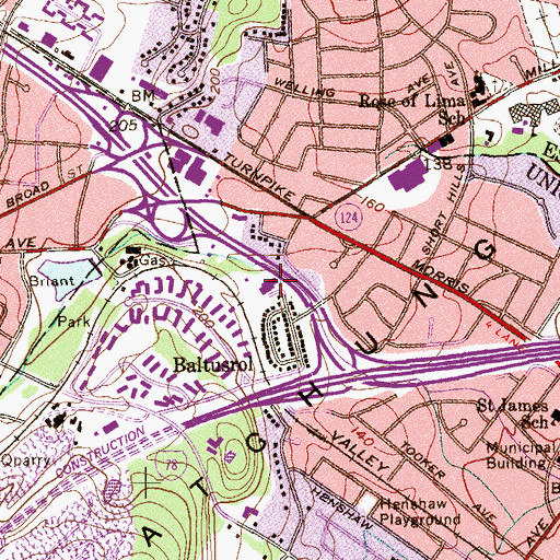 Topographic Map of Temple Beth Ahm Preschool, NJ