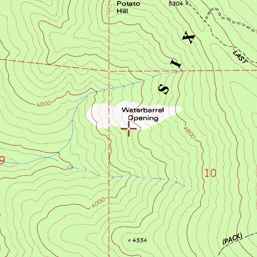 Topographic Map of Waterbarrel Opening, CA