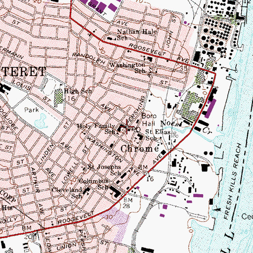 Topographic Map of Newmark High School, NJ