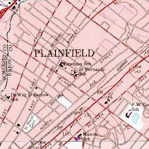 Topographic Map of Newmark School, NJ