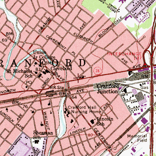 Topographic Map of Geraldine Nursery School, NJ
