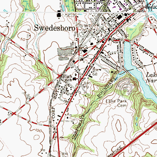 Topographic Map of Walter H Hill Elementary School, NJ