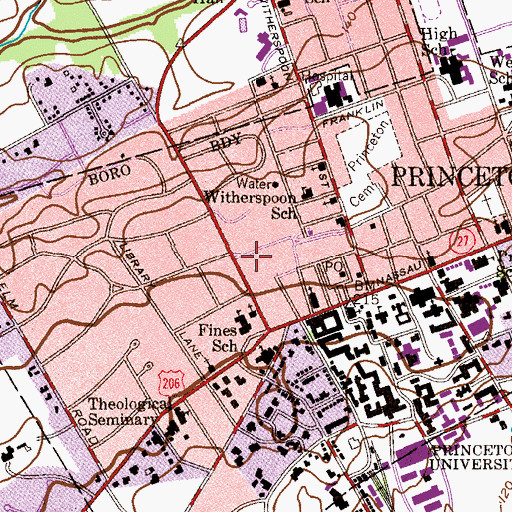 Topographic Map of The Lewis School of Princeton, NJ