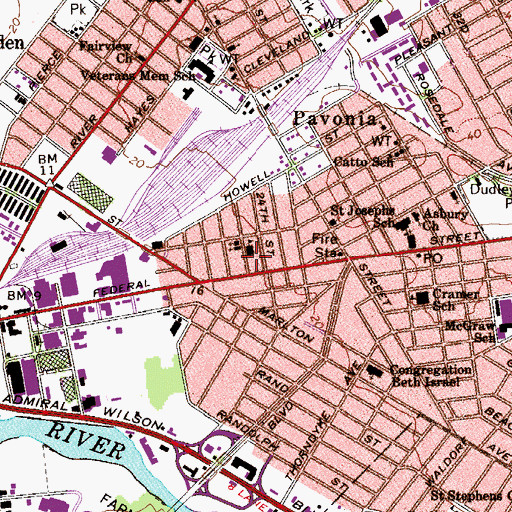 Topographic Map of Dudley Elementary School, NJ