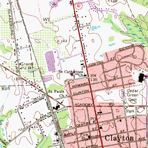 Topographic Map of Saint Catherine of Siena Regional School, NJ