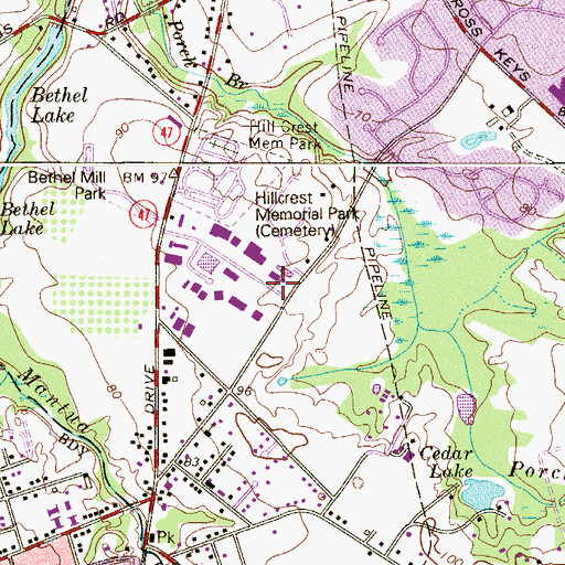 Topographic Map of Hollydell School, NJ
