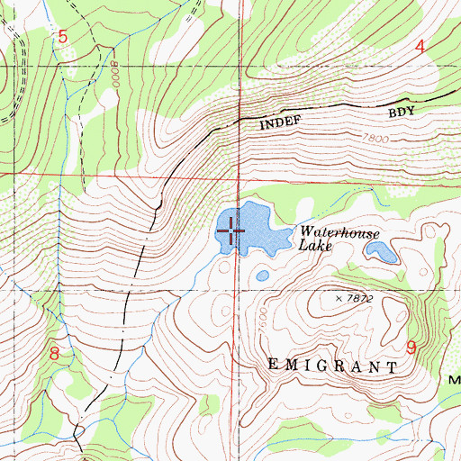 Topographic Map of Waterhouse Lake, CA